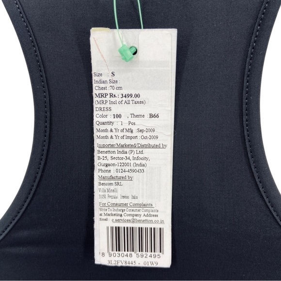 New STILE BENETTON Dress Sleeveless V-Neck Stretch Black - Picture 7 of 7